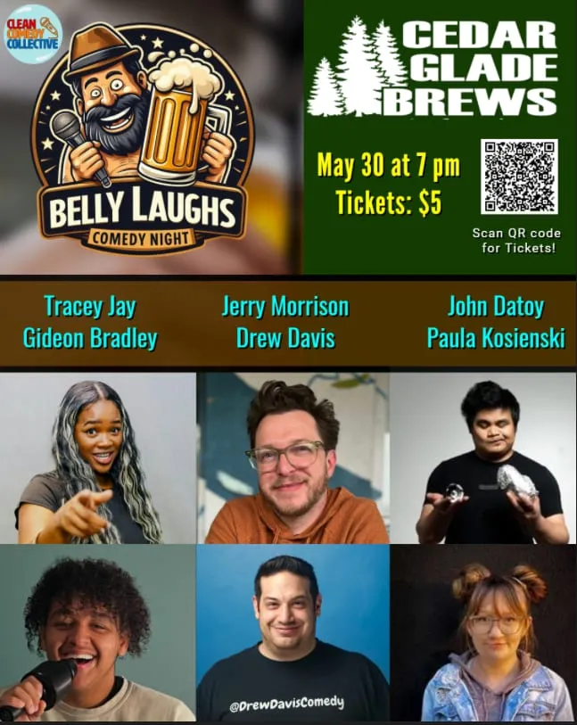 Flyer for Belly Laughs Comedy Night