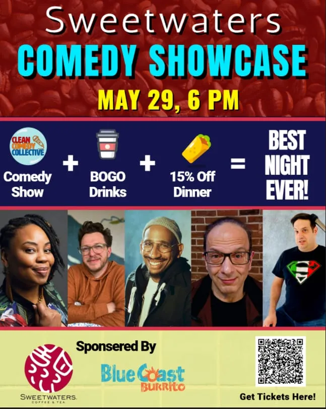 Flyer for Sweetwater’s Comedy Showcase