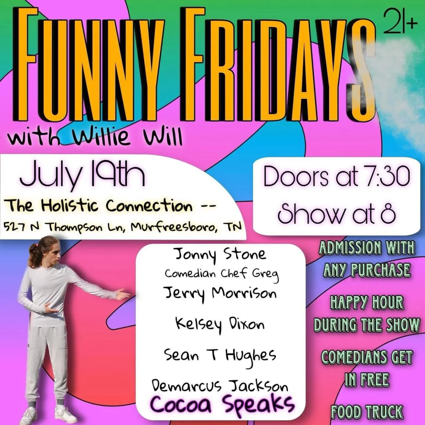 Flyer for Funny Fridays with Willie Will