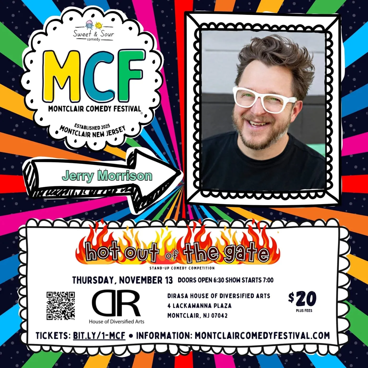 Flyer for Hot Out of the Gate - Montclair Comedy Festival
