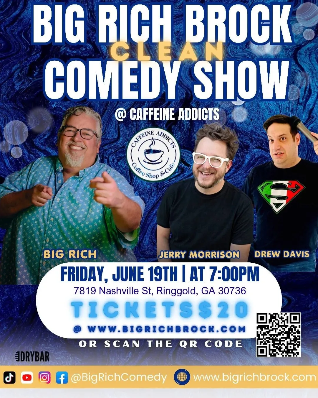 Flyer for Big Rich & Friends Clean Comedy Show