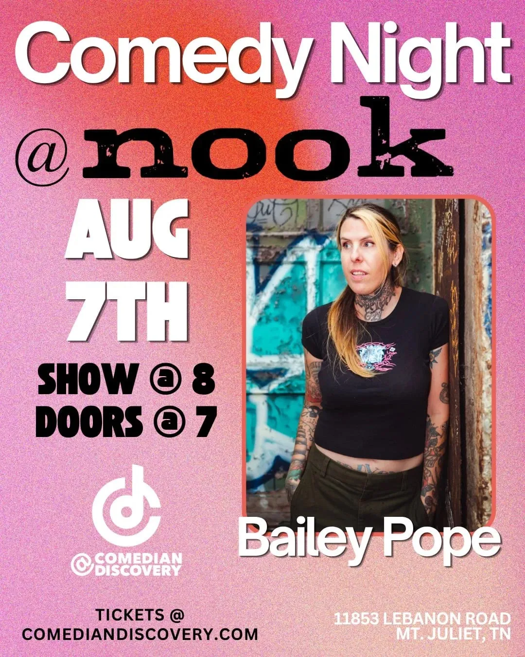 Flyer for w/ Bailey Pope