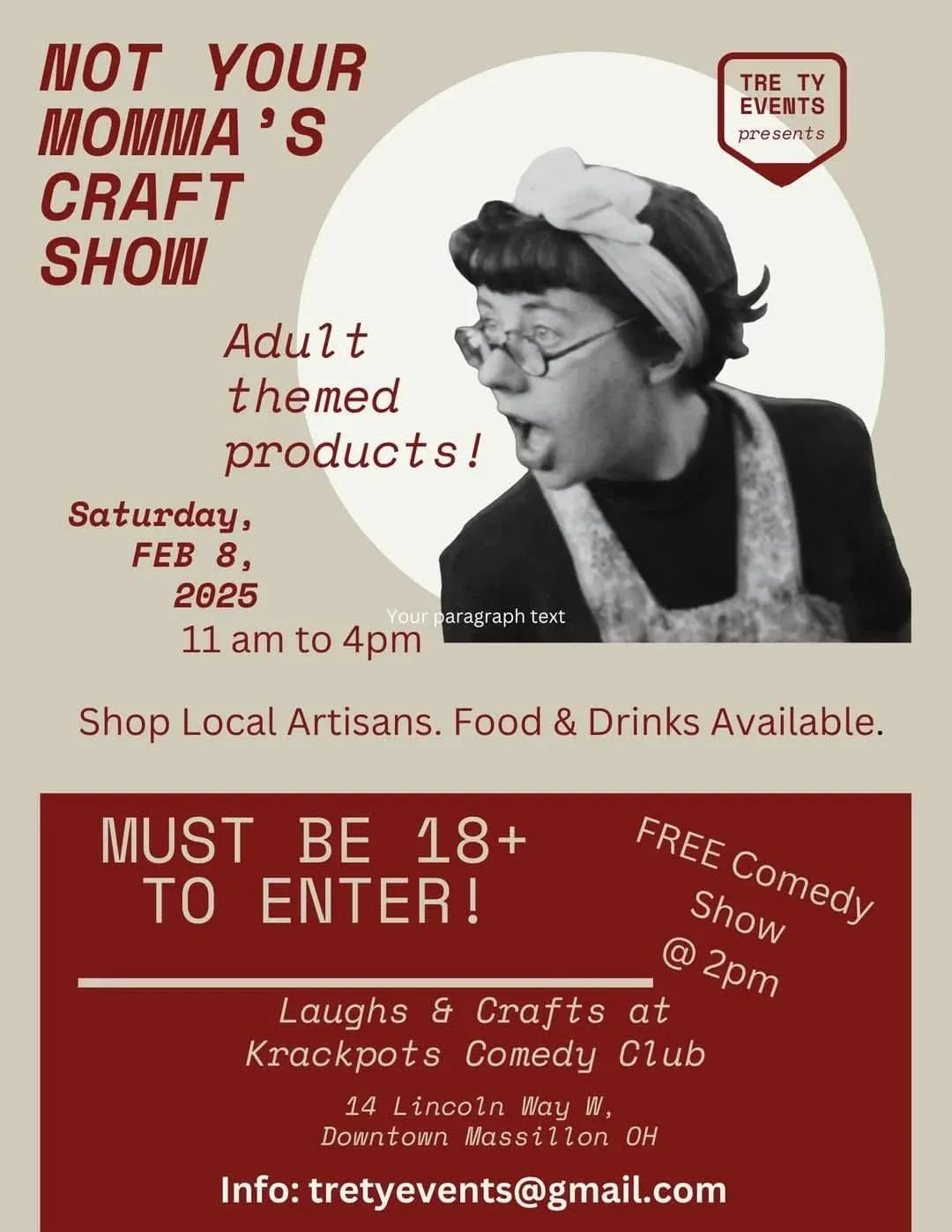 Flyer for Not Your Momma's Craft Show @ Krackpots
