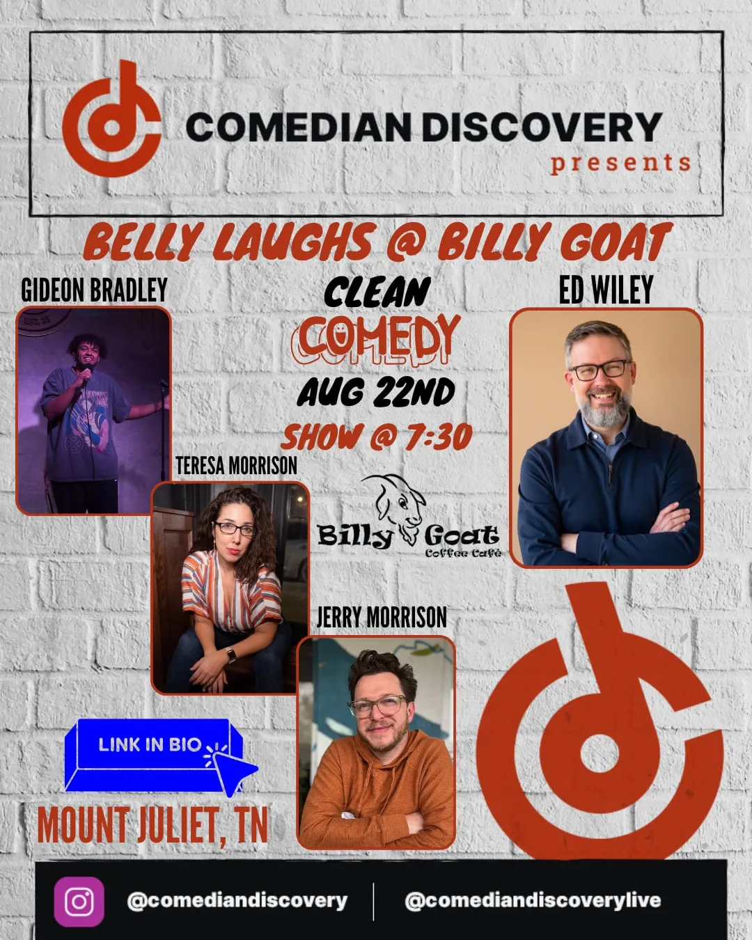 Flyer for Belly Laughs @ Billy Goat