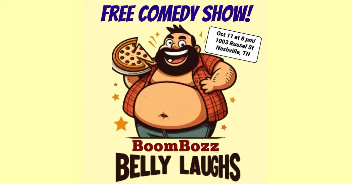 Flyer for BoomBozz Belly Laughs