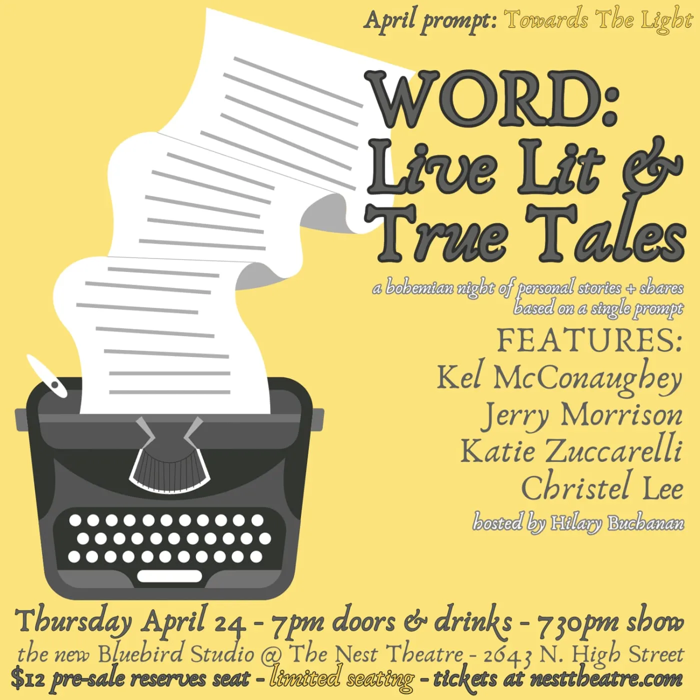 Flyer for WORD: Live Lit & True Tales